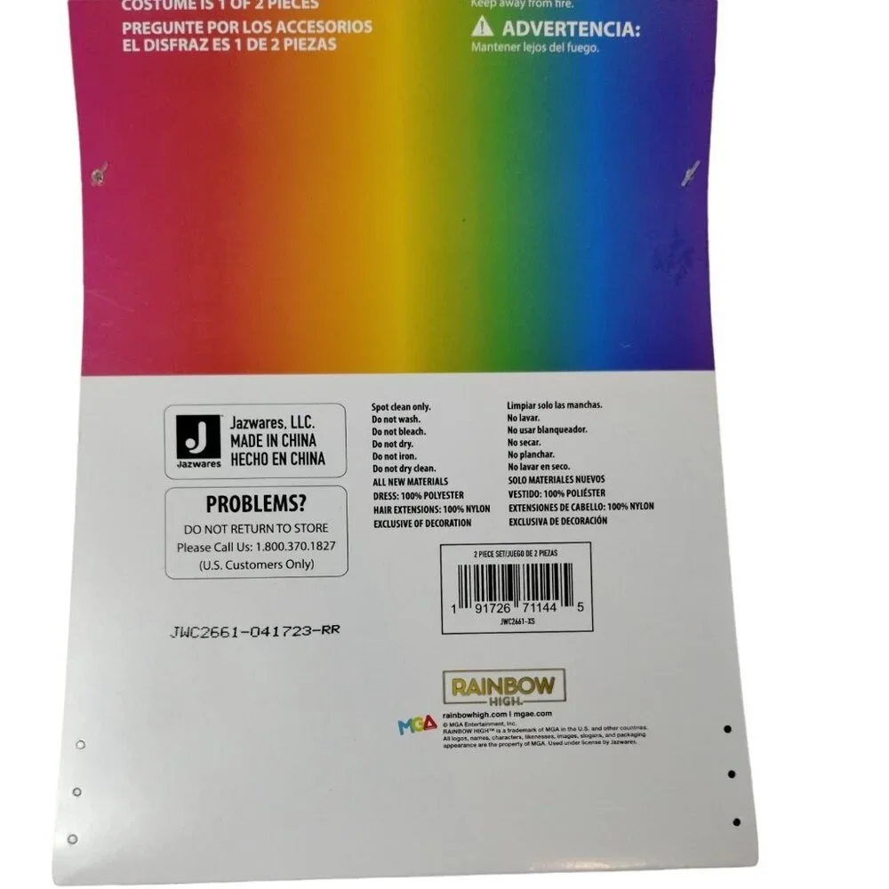 Girls XS Rainbow High Krystal Bailey Costume Set